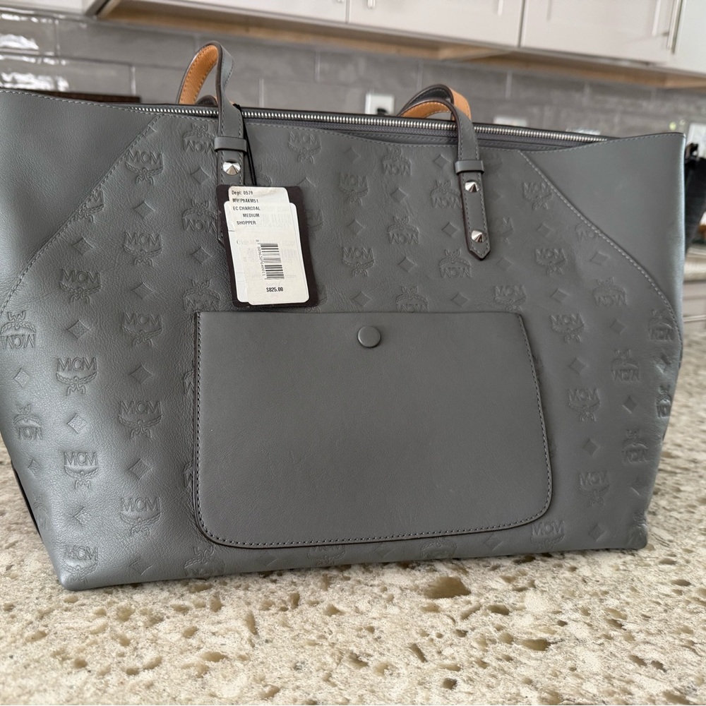 MCM Two-Tone Leather Grey Tote